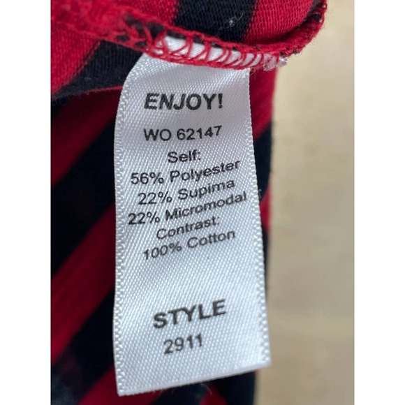 Michael Stars Original T-Shirt Red Black Striped OS - Picture 8 of 8